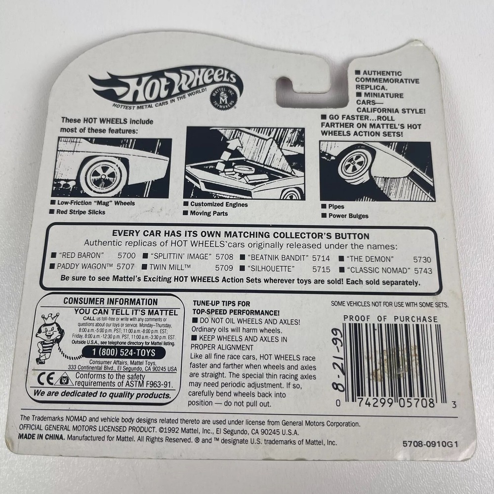 1993 Hot Wheels 25th Anniversary Vintage Splittin Image Gold Redlines - Picture 5 of 6